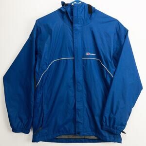 Berghaus Hooded Rain Jacket Mens XS Small Blue Waterproof Hiking Outdoor